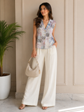 Pastel Abstract Printed Waistcoat Co-Ord Set for Women