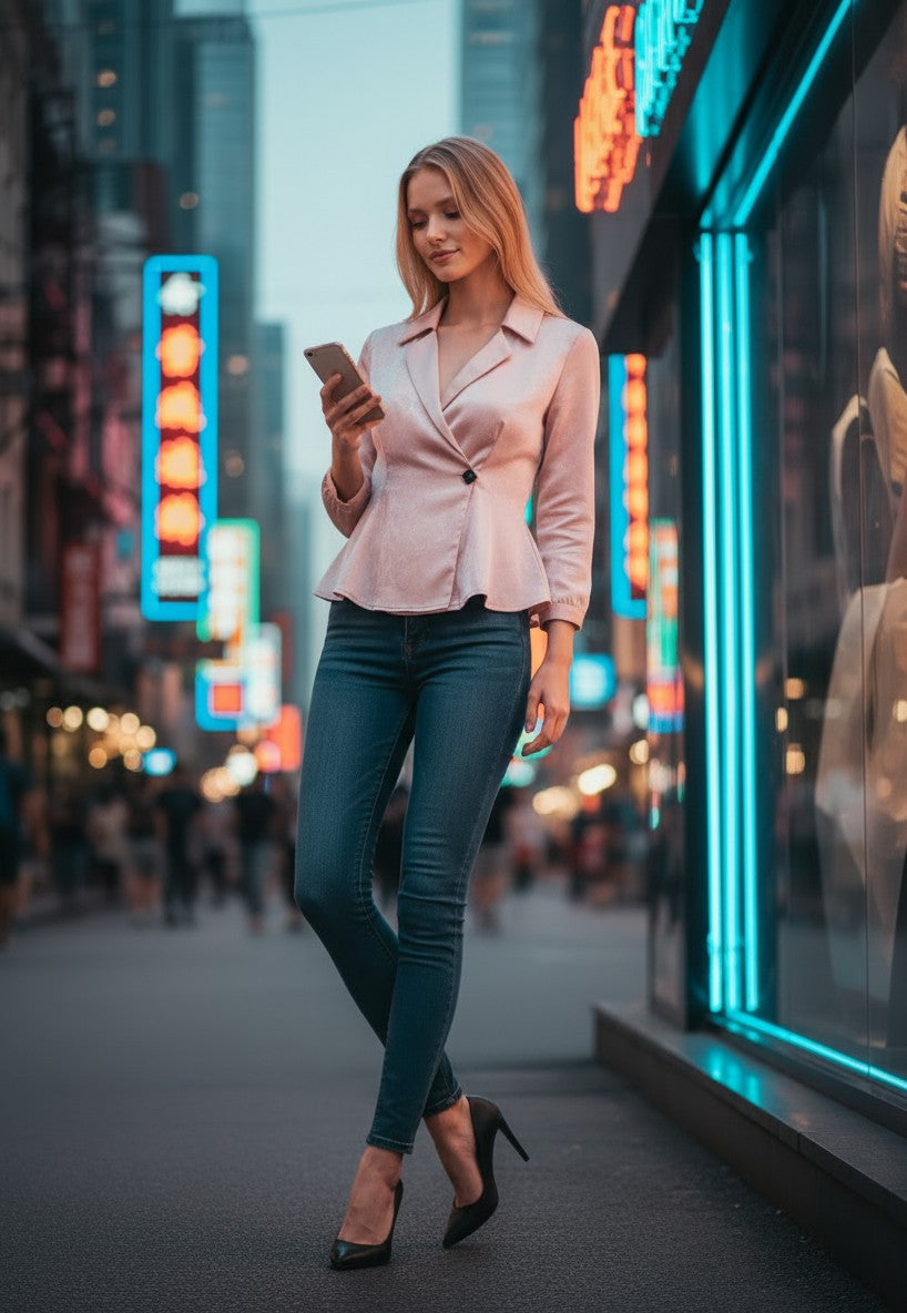 Blush Pink Wrap Style Satin Top for Women