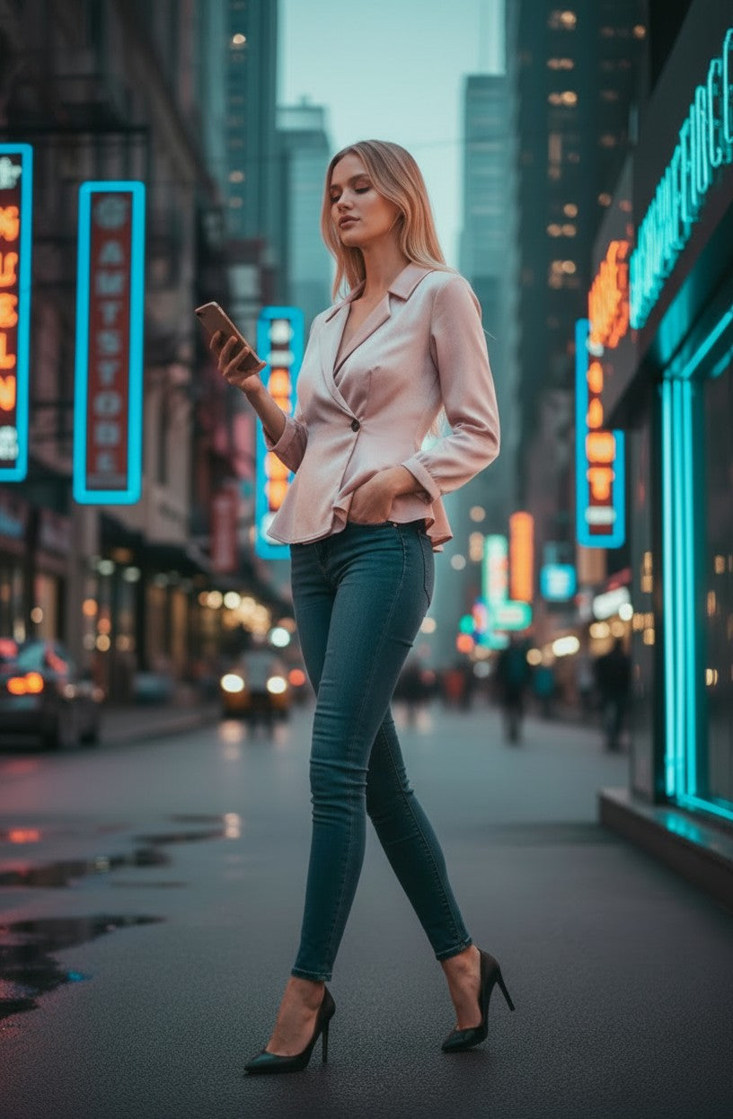 Blush Pink Wrap Style Satin Top for Women