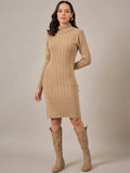 Sienna Cable-Knit Turtleneck Sweater Dress