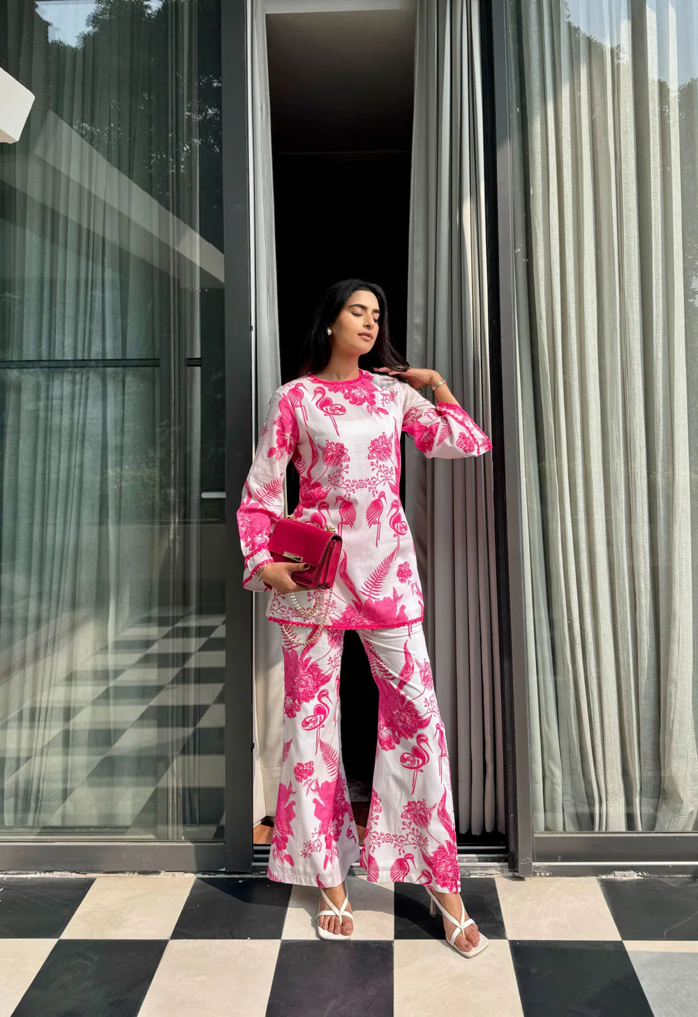 Pink Floral Printed Co-Ord Set for Women