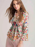 Floral Printed Tie-Up Peplum Top for Women